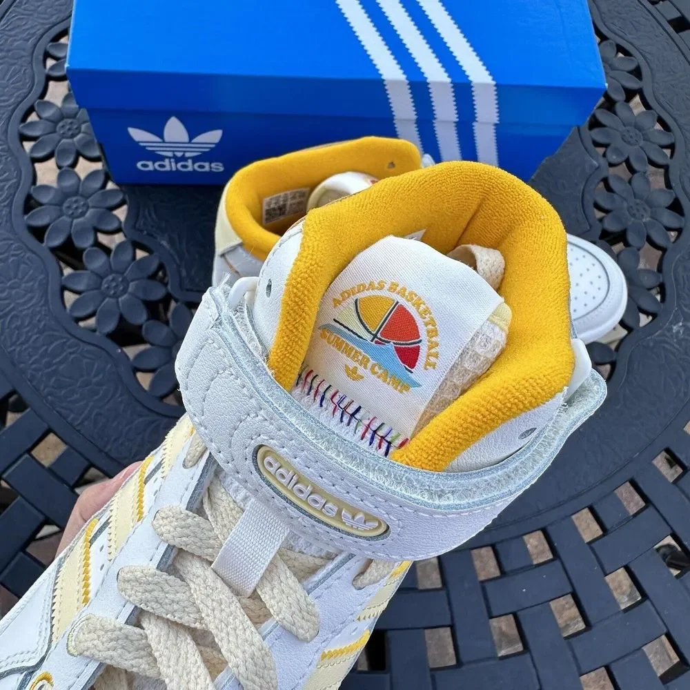 adidas Kids High-Top Sneakers in White and Yellow - Picture 6 of 16